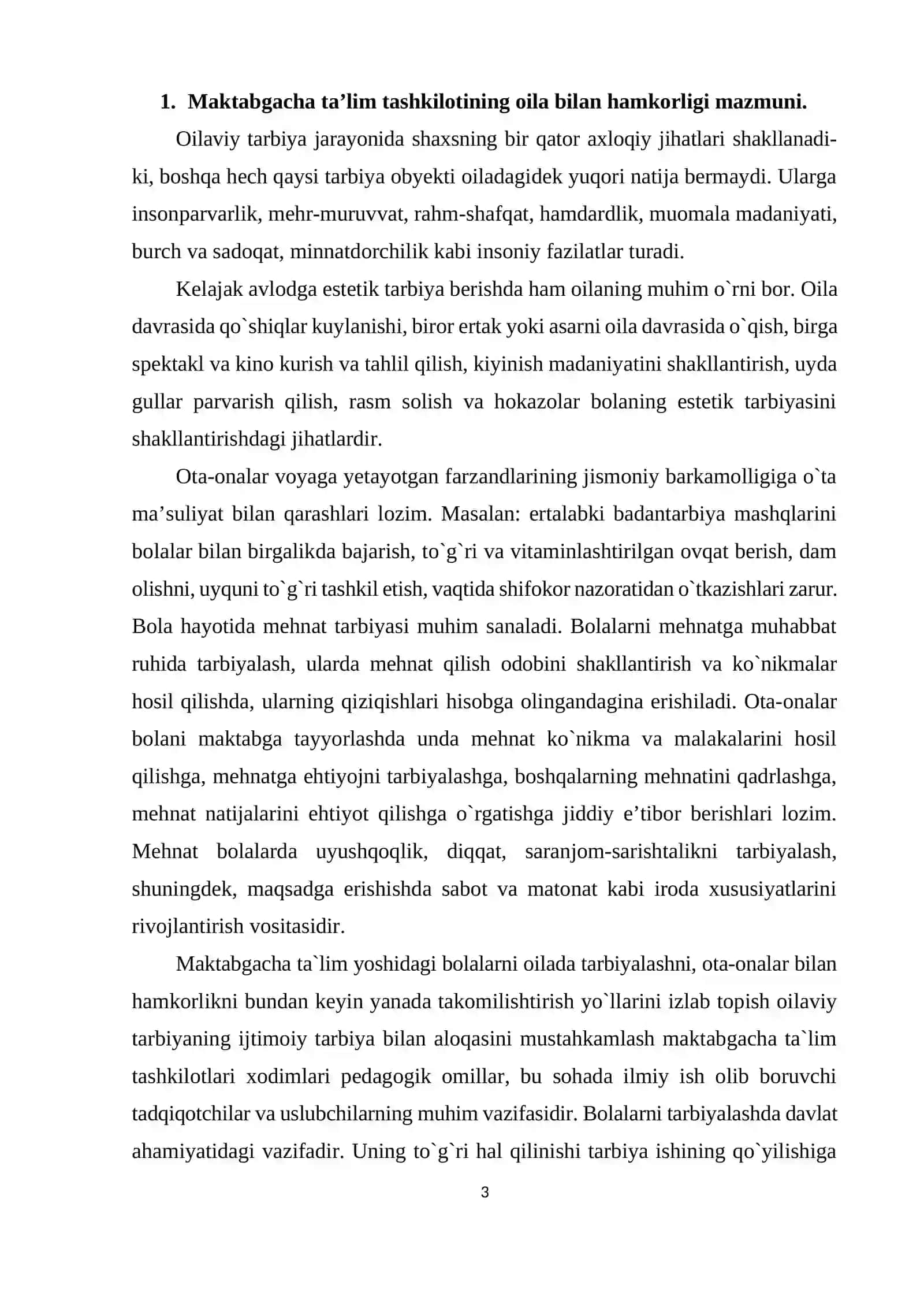 MAKTABGACHA TA’LIM MUASSASASI, OILA VA MAKTAB HAMKORLIGI 3