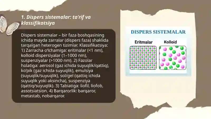 Dispers sistemalar.Kolloid dispers sistemalarning molekulyar- kinetik xossalari 3