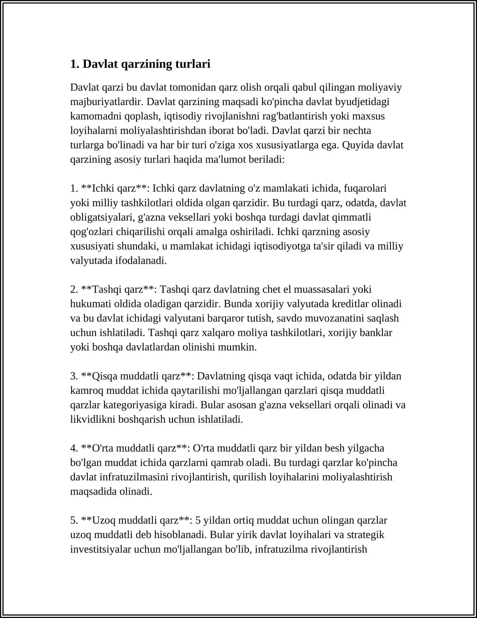 O'ZBEKISTON RESPUBLIKASIDA DAVLAT QARZI VA DINAMIKSI 3