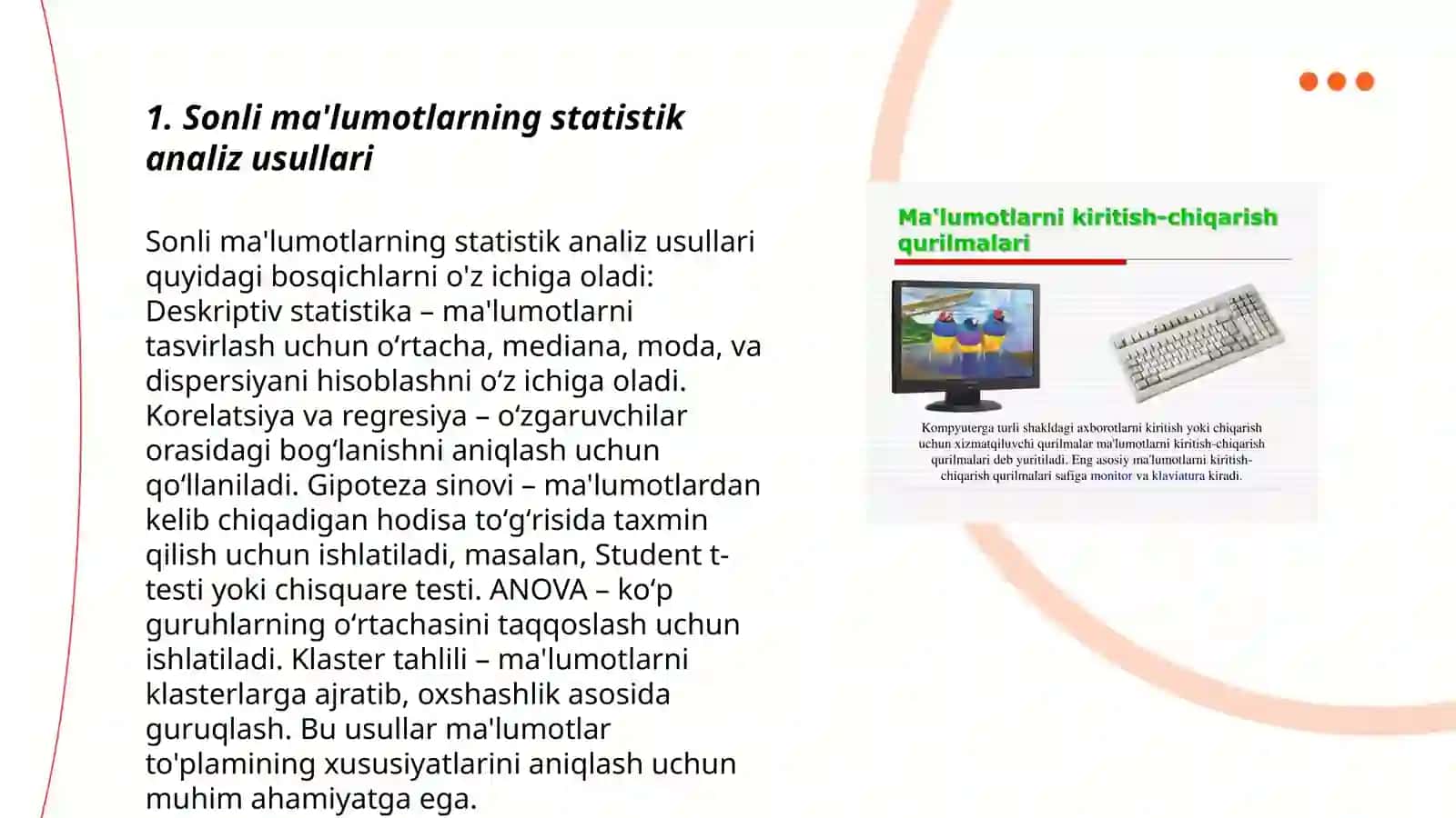 Sonli ma'lumotlarni qayta ishlash texnologiyasi 3