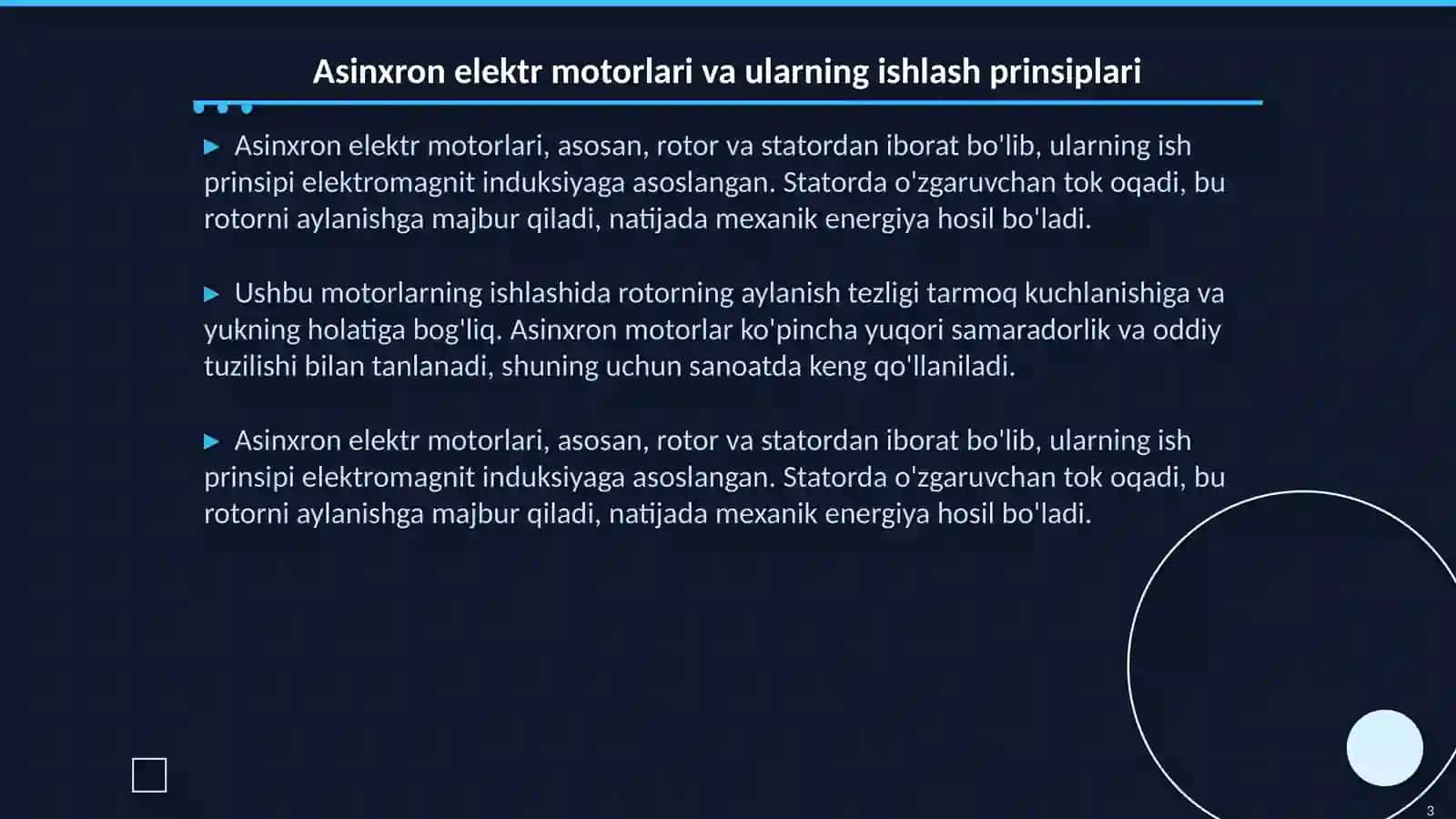 Tarmoq kuchlanishining va rotor cho’lg’ami aktiv qarshiligining asinxron elektr motorining mexanikaviy xaraktistikaga tasiri 3