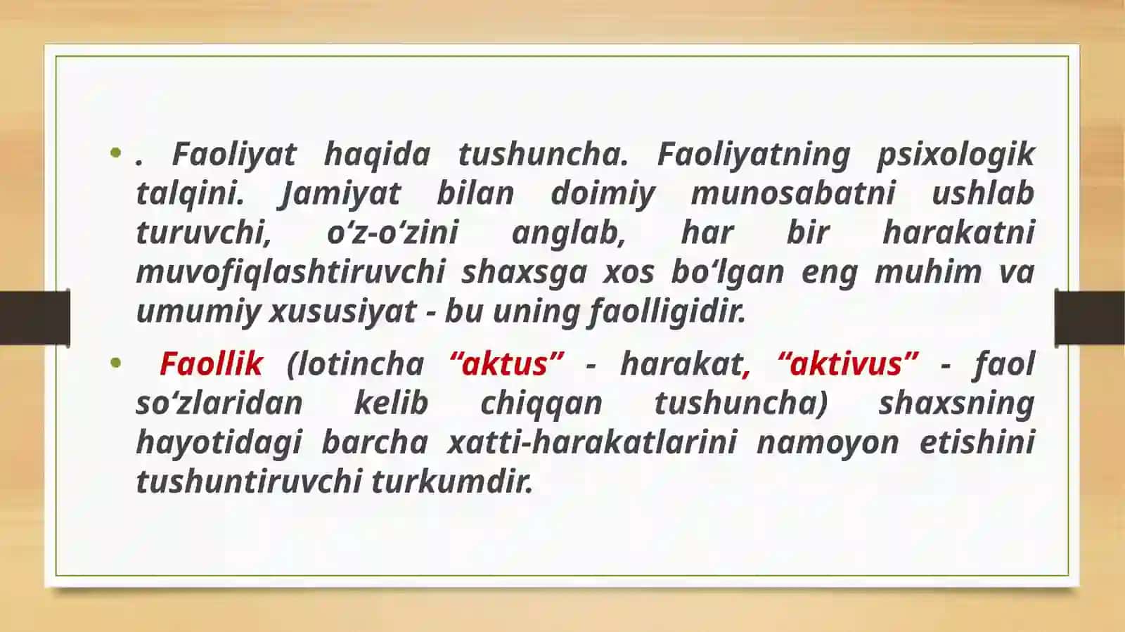 Faoliyat haqida tushuncha 3