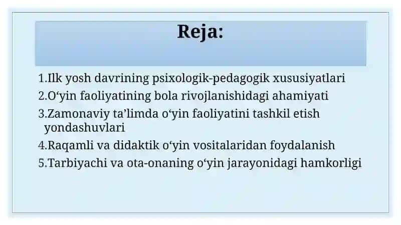 Ilk yoshdagi bolalar o‘yin faoliyatini tashkil etishning zamonaviy usullari 3