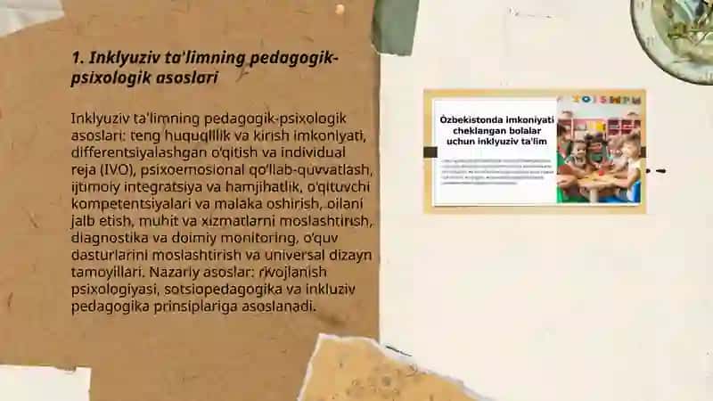 Ta'lim muassasalarida inklyuziv ta'limning pedagogik psixologik xususyatlari 3