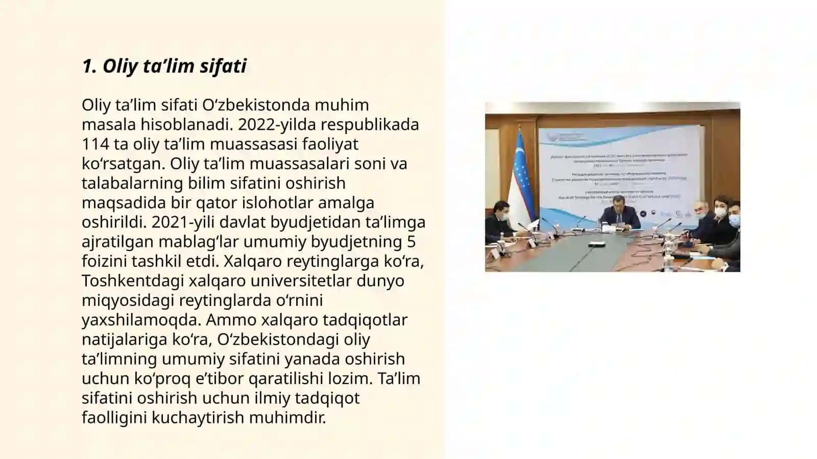 Oʻzbekiston Respublikasi Oliy Taʼlim tizimini 2030-yilgacha rivojlantirish Konsepsiyasini oʻrganish 3