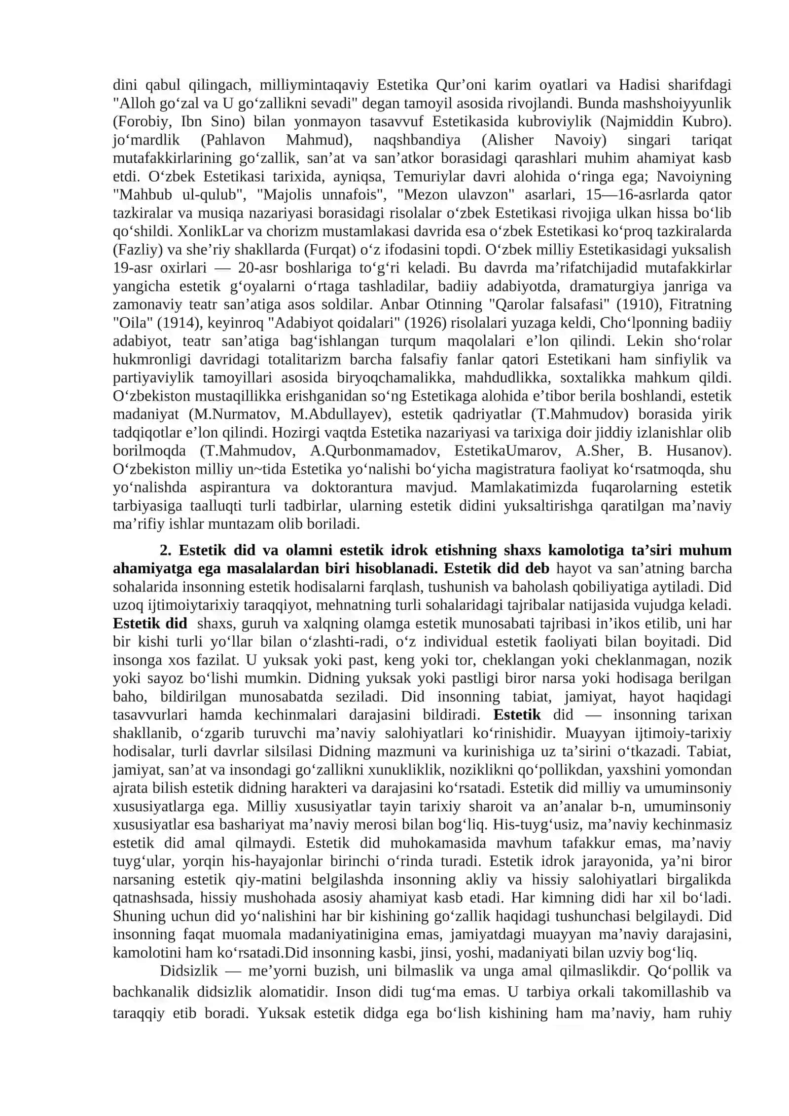 Nafosat falsafasi (Estetika) 3