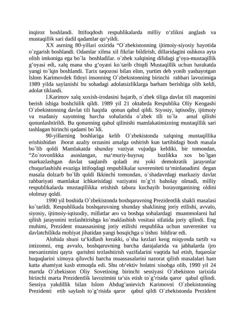 Mustaqil O`zbekistonning tashkil topishi va uning tarixiy ahamiyati 3