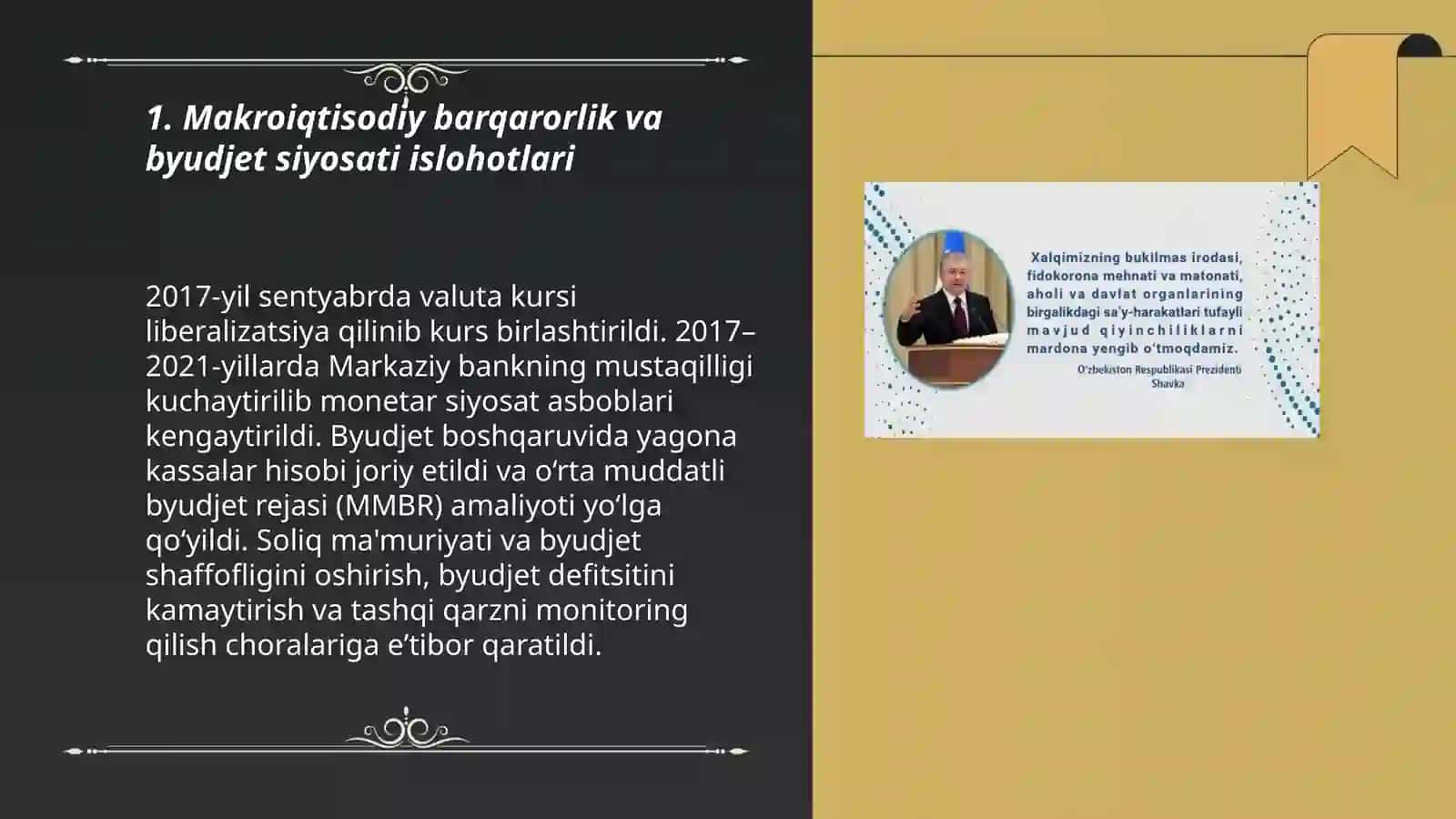 Oʻzbekiston respublikasi prezidenti Sh. M. Mirziyoyevning keng koʻlamli iqtisodiy islohotlari va uning mazmuni 3