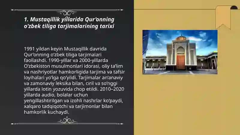 Mustaqillik yillarida Qur’onning o‘zbek tiliga tarjimalarining tarixi 3