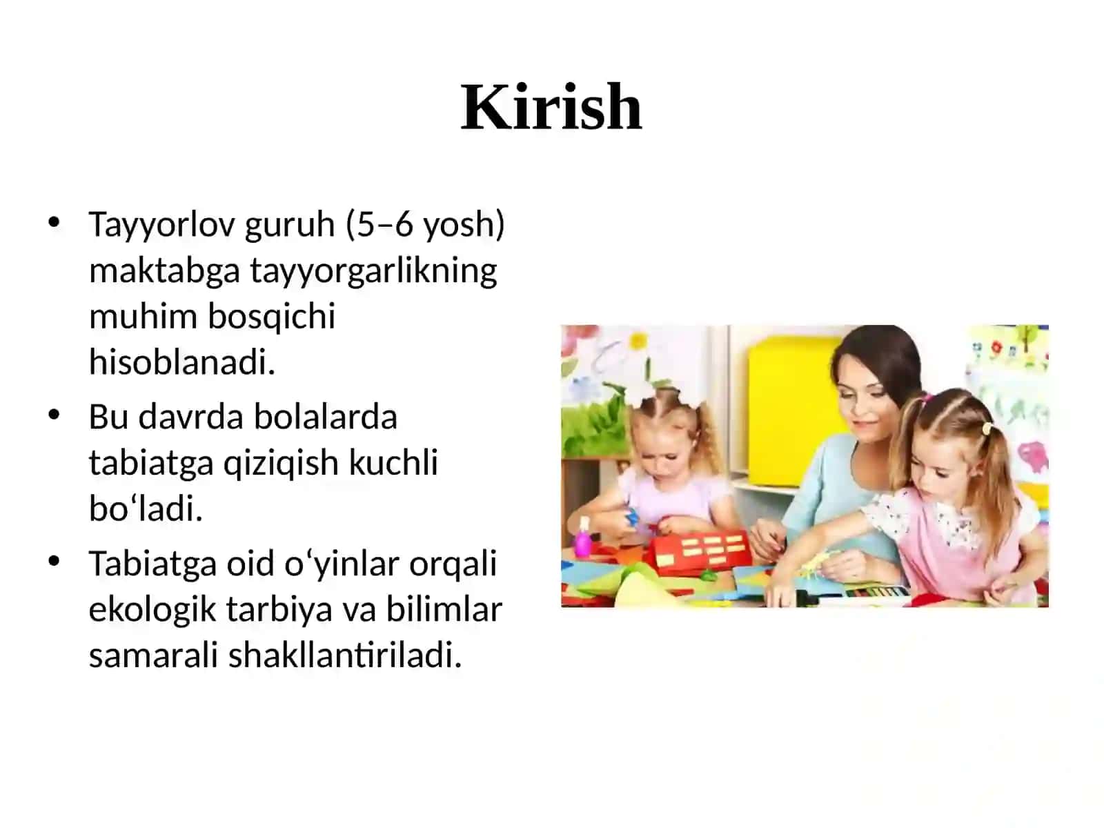 Tayyorlov guruhda tabiatga oid o'yinlarni tashkil etishning mashg'ulot ishlanmalarini tuzish 3