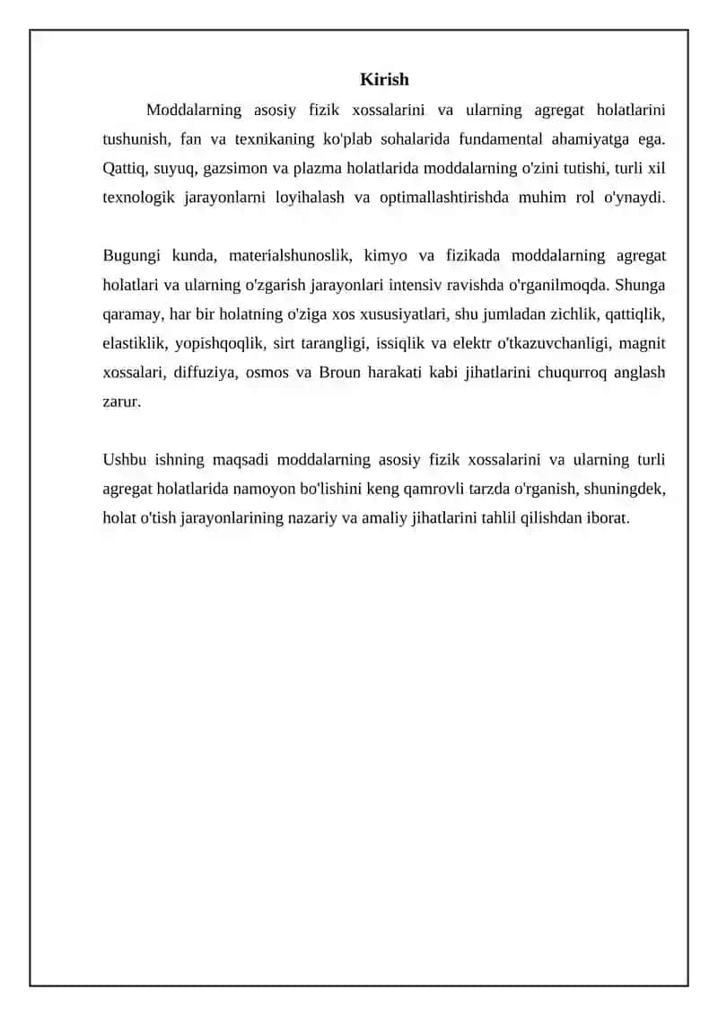 Materiyaning asosiy fizikaviy xossalari va uning turli agregat holatlaridagi xususiyatlari 3