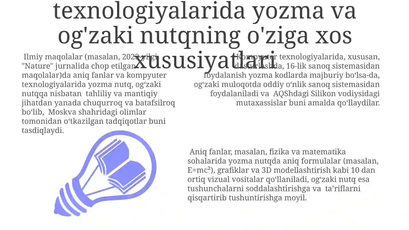 Yozuv va og'zaki nutqning o'ziga xos xususiyatlari 3