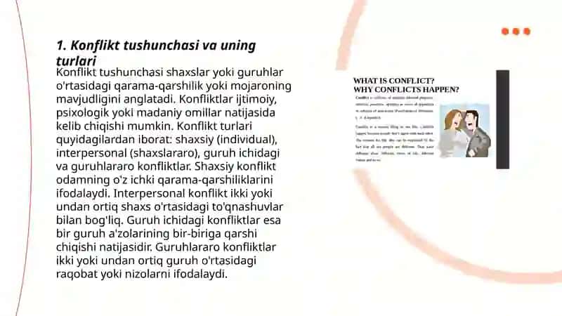 Konfliktlarni yuzaga kelishi va ularni xal qilish 3