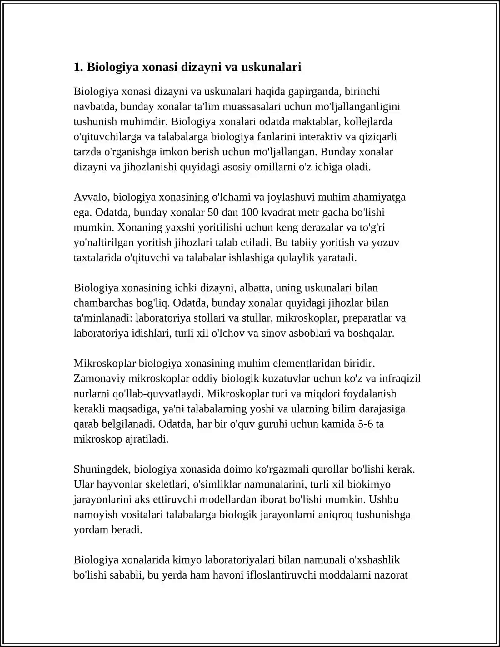 BIOLOGIYA XONASI VA TIRIK TABIAT BURCHAGIDAGI DARSDAN TASHQARI ISHLAR METODOKASI 3