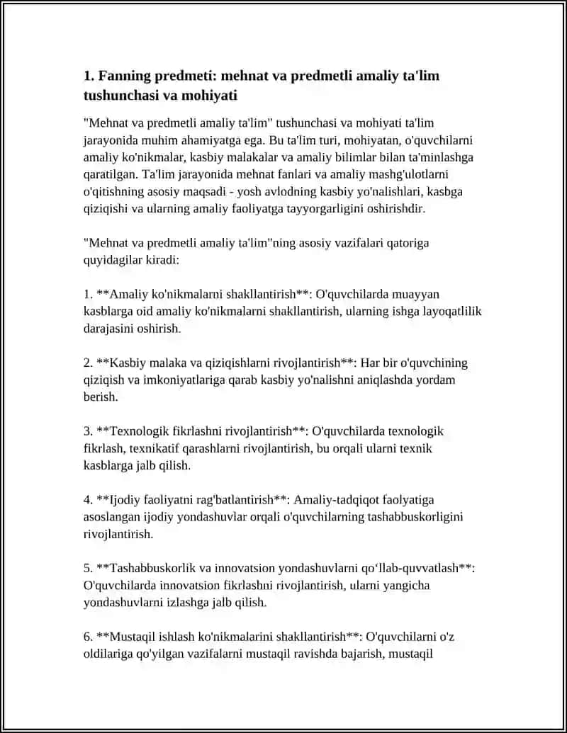 MEHNAT VA PREDMETLI AMALIY TA'LIM TEXNOLOGIYASI FANINING PREDMETI VA VAZIFALARI 3