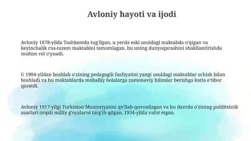 Avloniy hayoti va ijodi 3