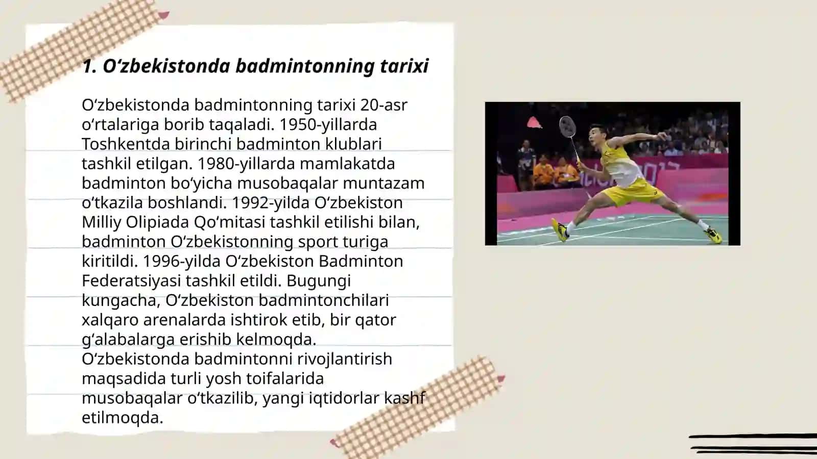 Oʻzbekistonda badminton oʻyininig rivojlanishi 3