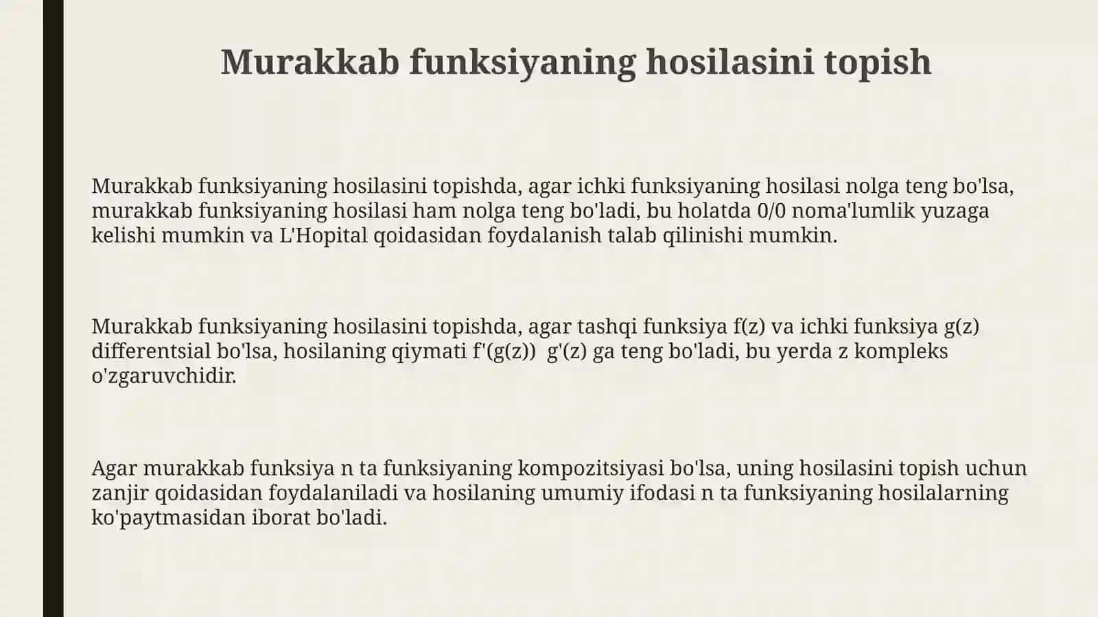 Murakkab Funktsiyaning Differentsialligi 3