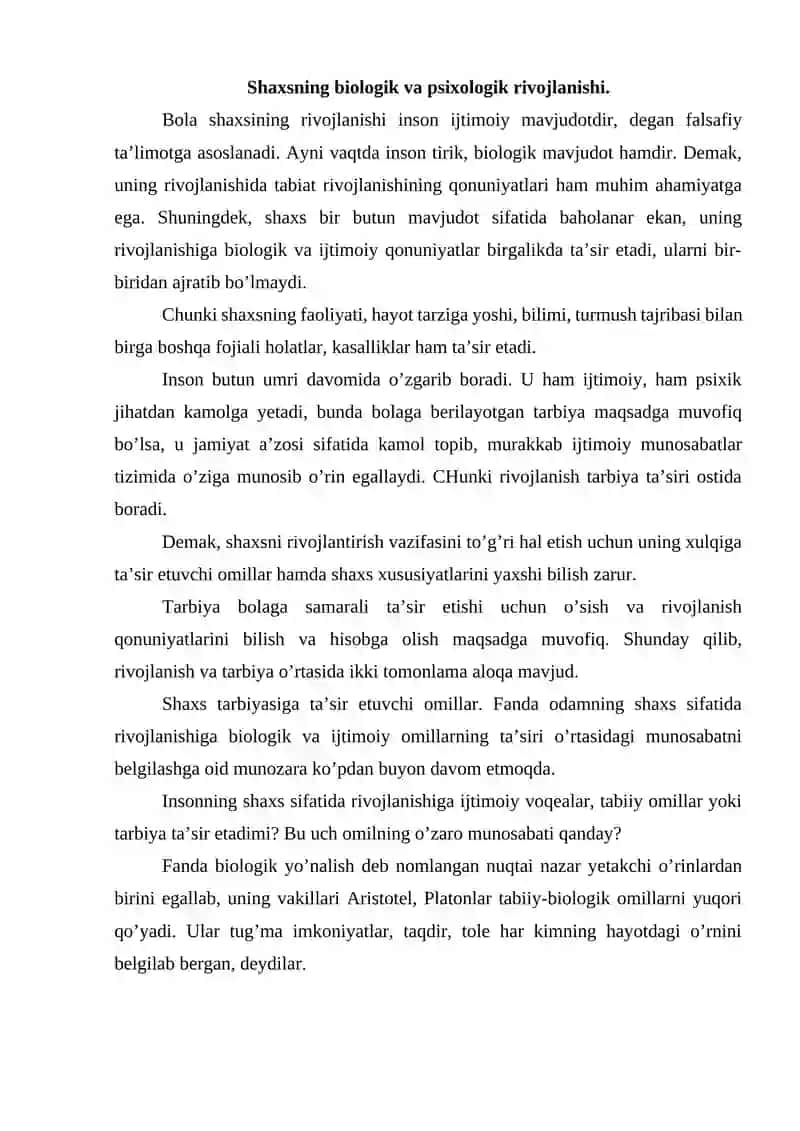 Odamning Biologik Mavjudotdan, Ijtimoiy Shaxsga Aylanishi 3
