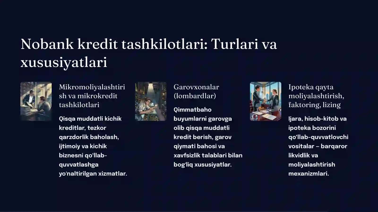 Banklar va nobank kredit tashkilotlari: Huquqiy asos va Markaziy bank roli 3