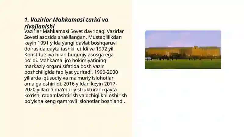 Vazirlar Mahkamasi Tarixi va Rivojlanishi 3
