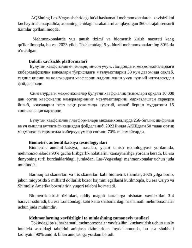 Mehmonxonalarda innovatsion xavfsizlik tizimlari 3