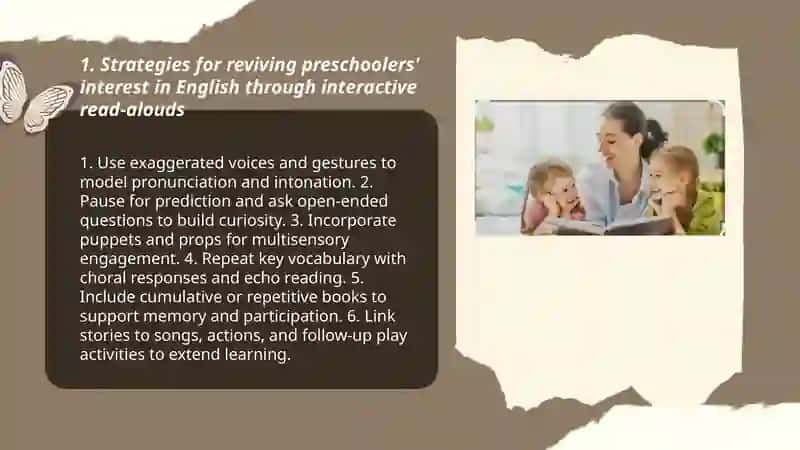 Revival interest in language by reading English books and storytelling for preschoolers 3