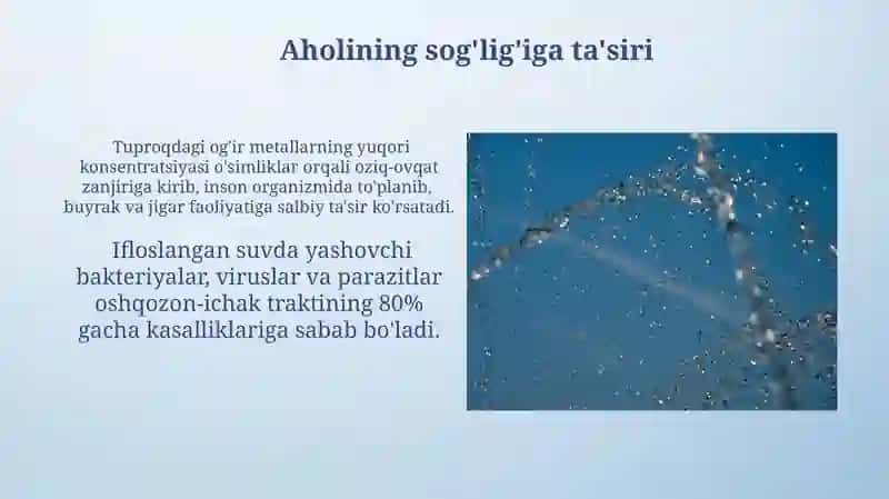 Atmosfera havosi, suv va tuproqning mos kelmaydigan omillarini gigienik tartibga solish 3