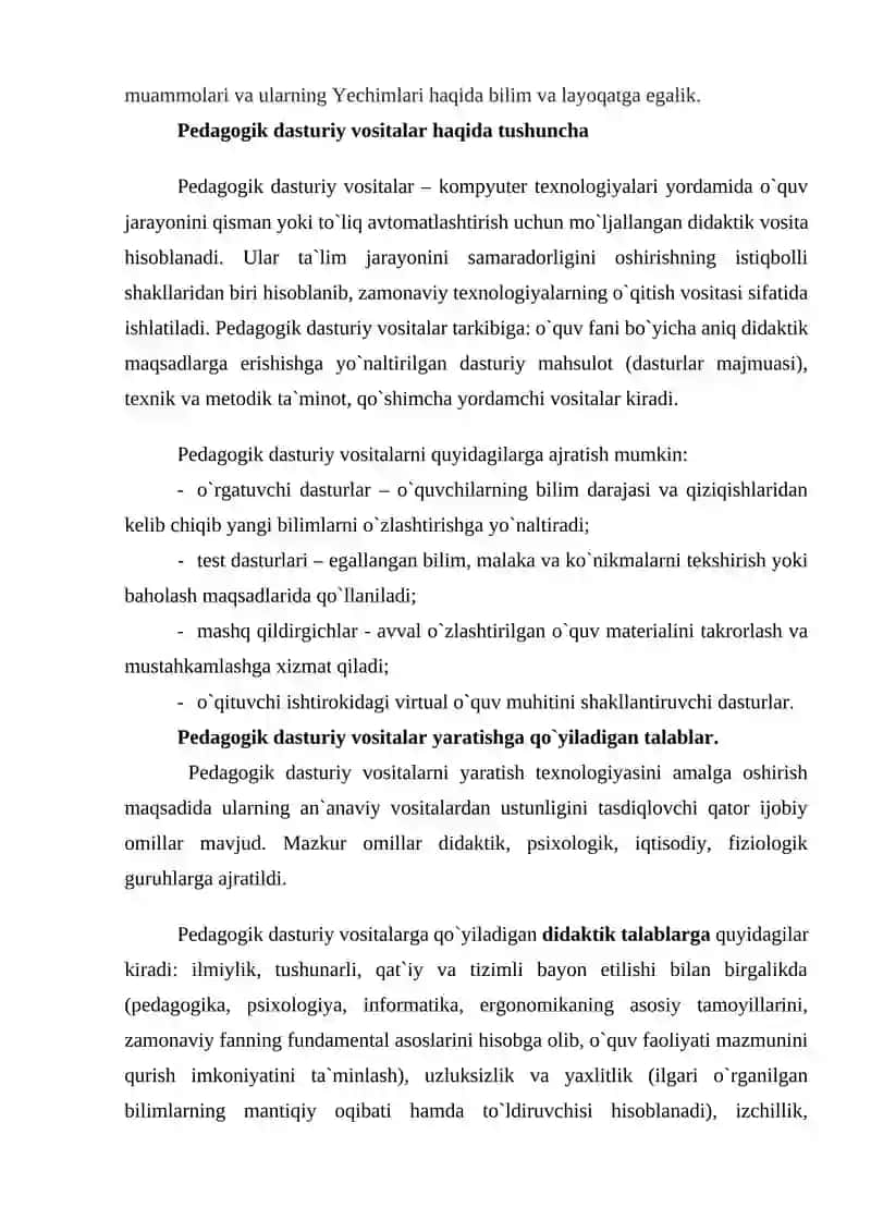 PEDAGOGIK KOMPETENTLIKNI SHAKLLANTIRISHDA PEDAGOGIK DASTURIY VOSITALARNING AMALIYOTGA TADBIG`I 3