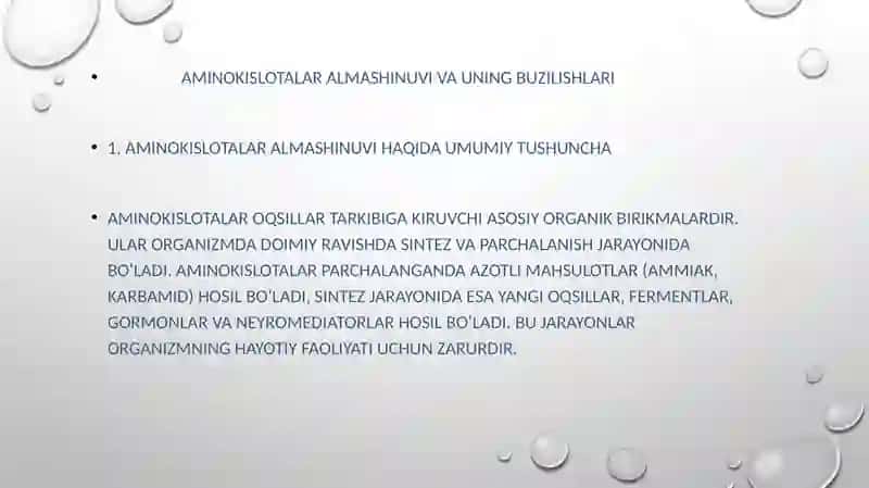 Aminokislotalarning almashinuvi va ularning buzilishi bilan bog‘liq kasalliklar 3