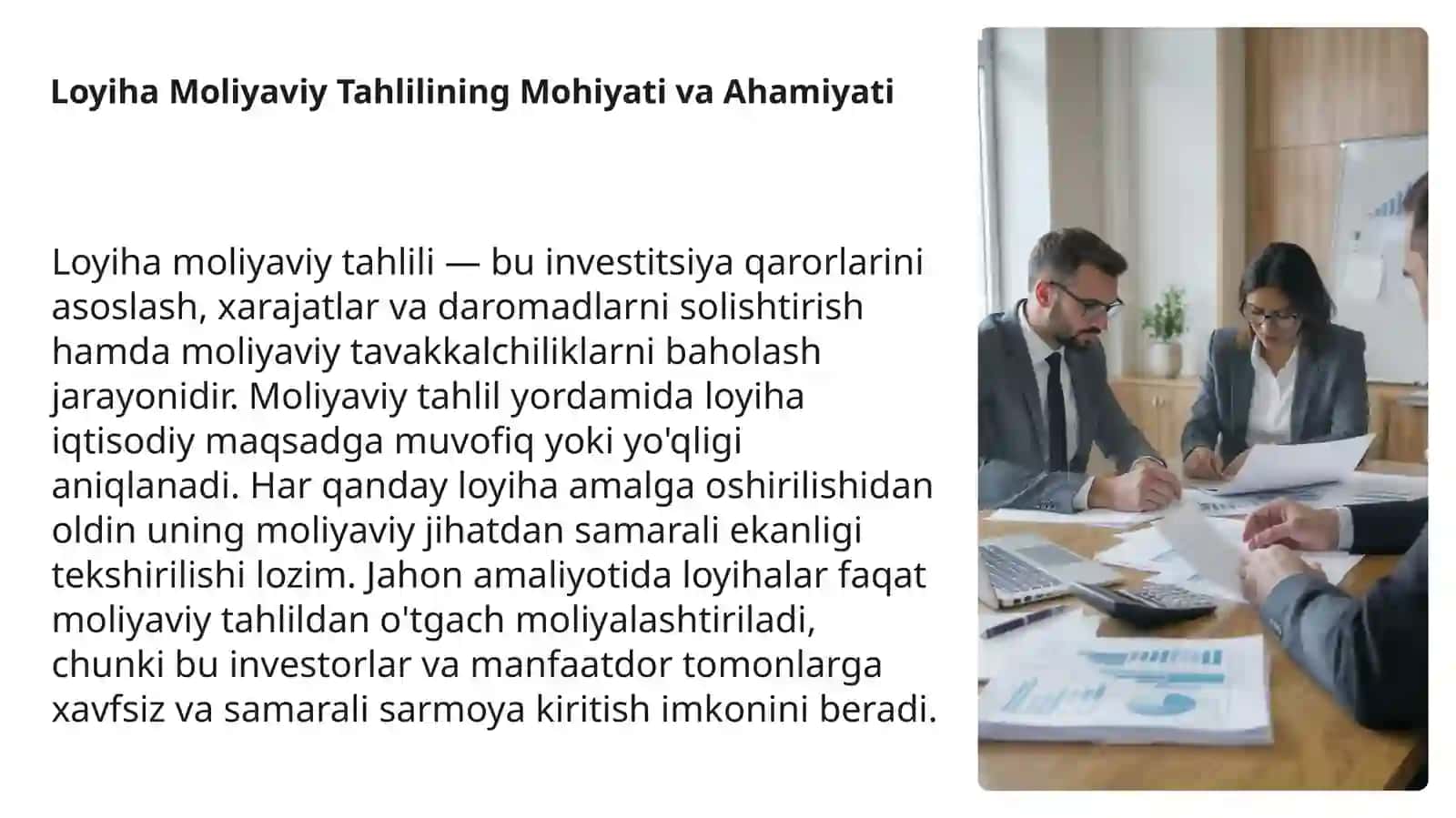 Loyiha Samaradorligini Moliyaviy Tahlili 3
