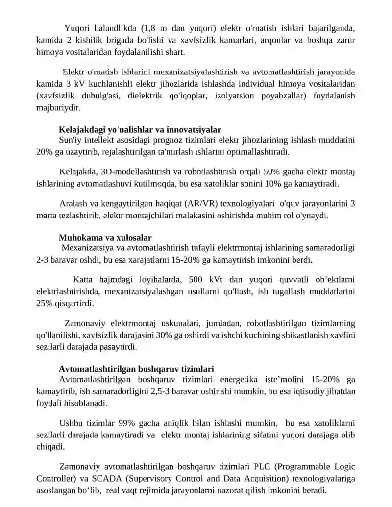 Elektromontazh ishlarini mexanizatsiyalashtirish va industrializatsiyalashtirish 3