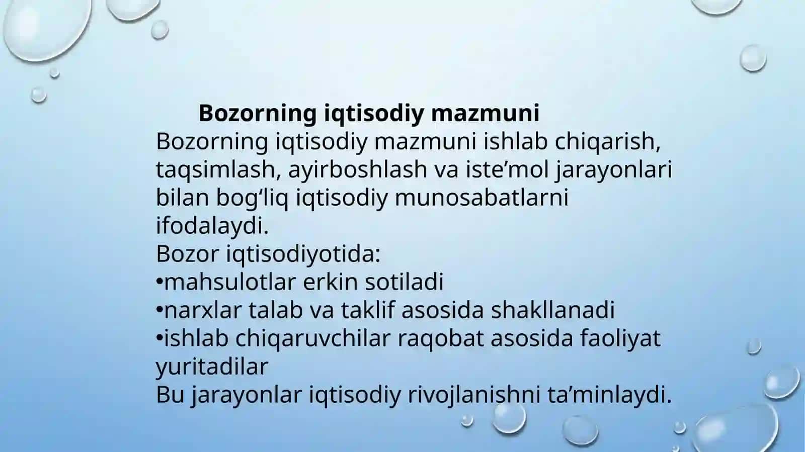 BOZORNING IQTISODIY MAZMUNI, UNING VAZIFALARI VA TURLARI 3