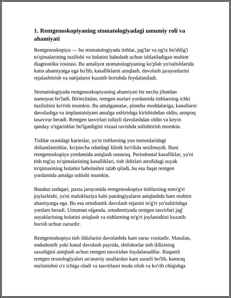 RENTGENOSKOPIYANING STOMATOLOYADAGI ORNI 3