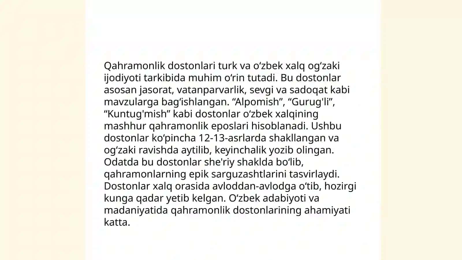 Boshlang'ich sinf darsligidan epik hamda liroepik asarlar 3