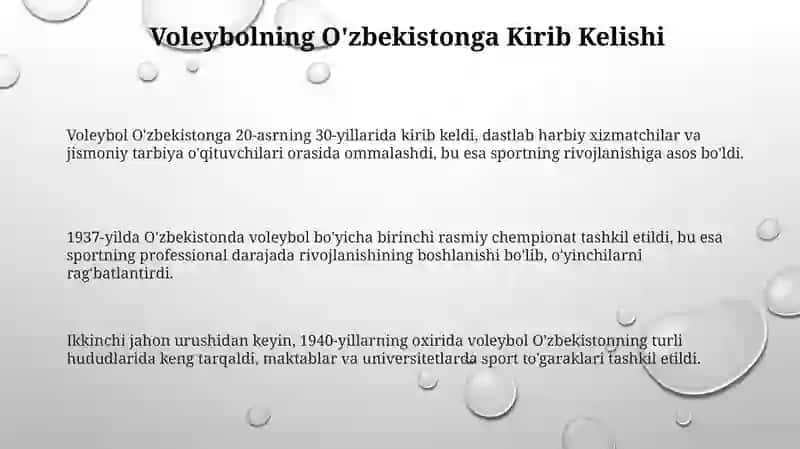 Voleybolning Òzbekistonga kirib kelishi va rivojlanishi 3