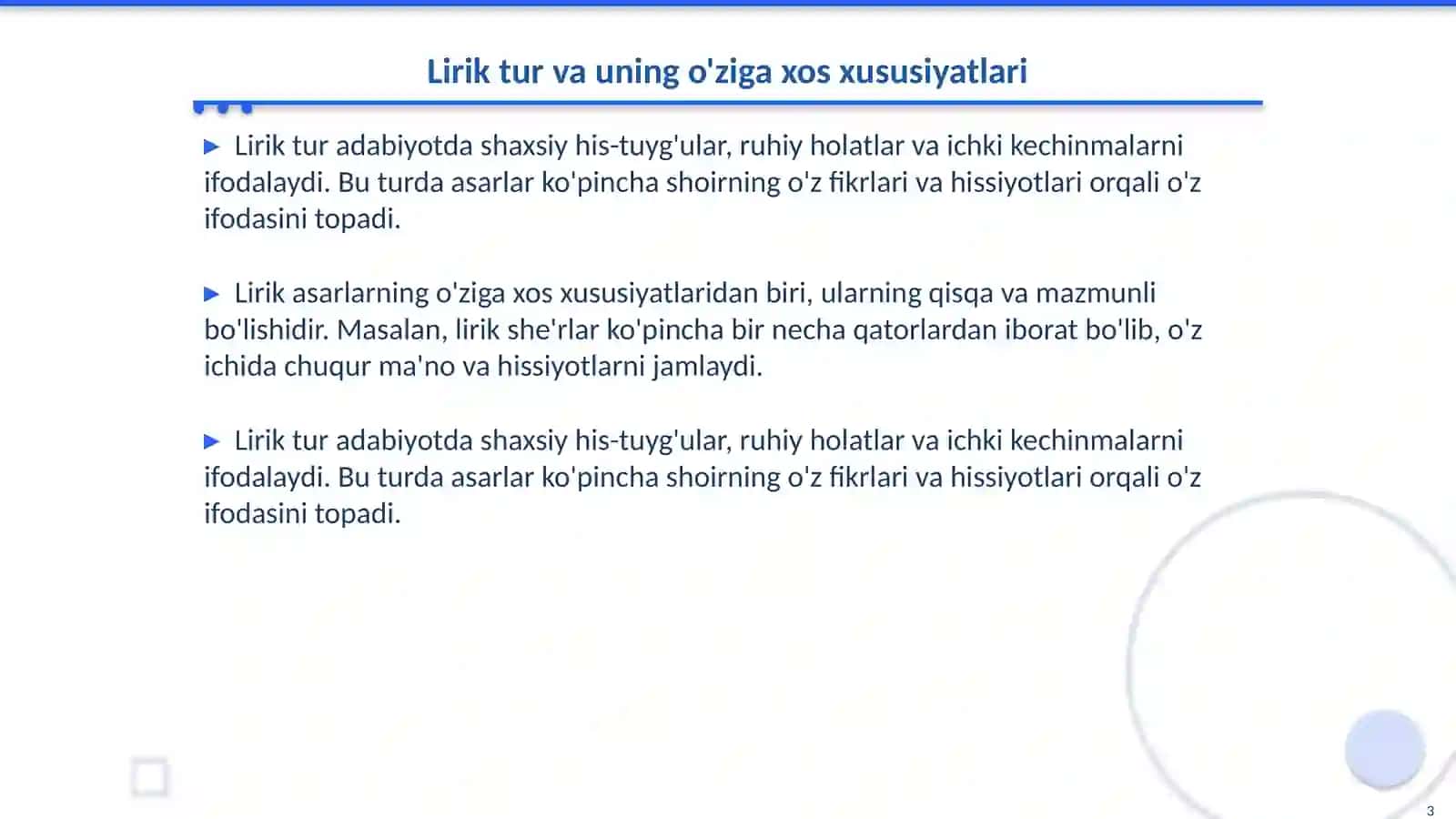Lirik tur va uning tahlili 3
