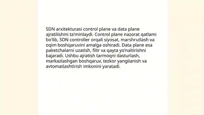SDN va virtual tarmoqlar tamoyillari hamda texnologiyalari 3