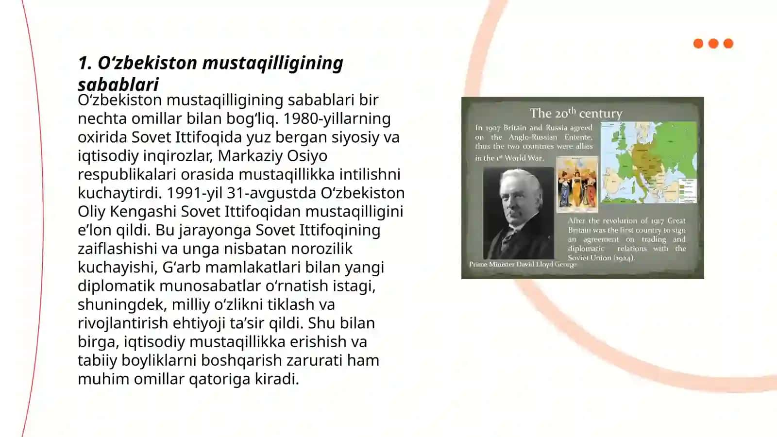 Oʻzbekiston Respublikasi mustaqilligining eʼlon qilinishi va uning tarixiy ahamiyati 3