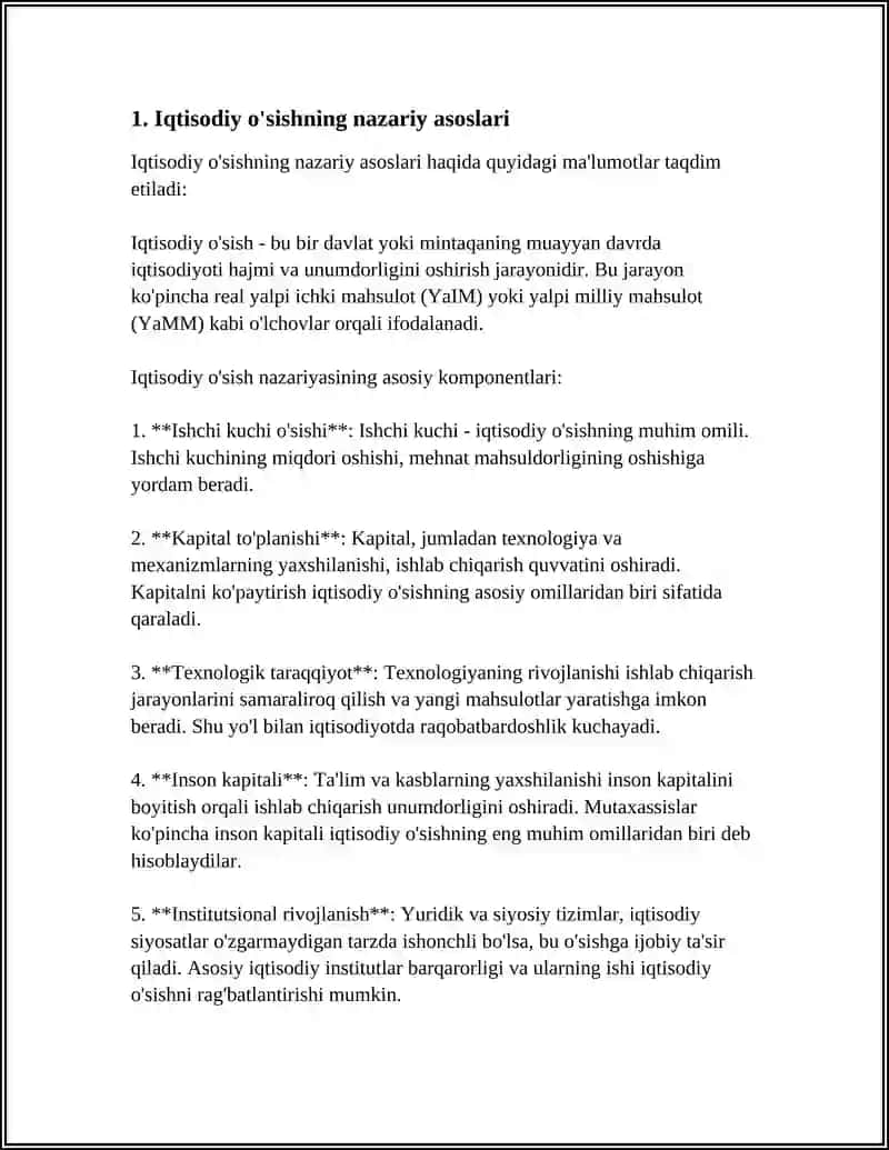 IQTISODIY O’SISHNING MOHIYATI ASOSIY TAVSIFNOMASI VA MODELI 3