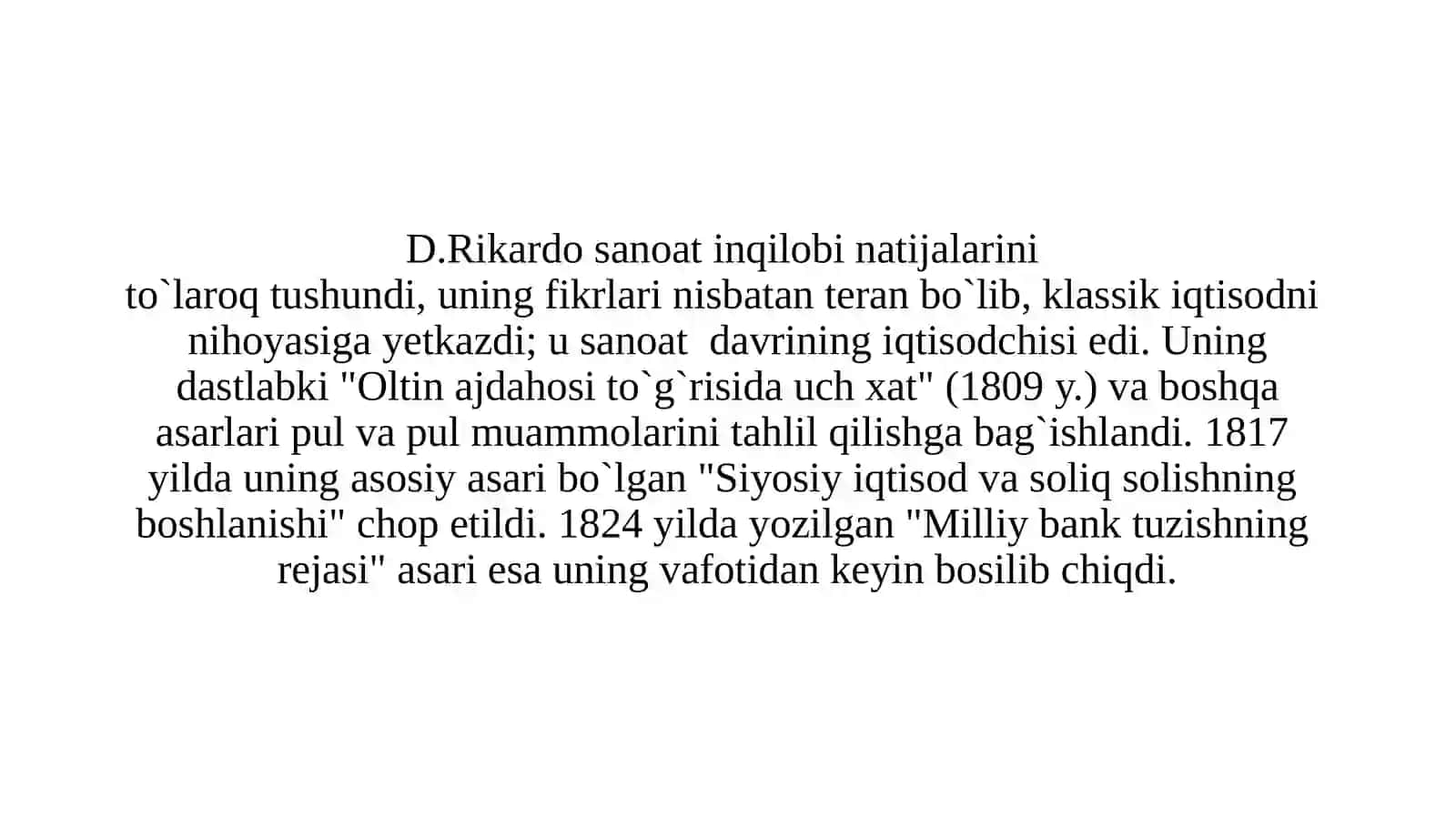 David Rikardo(1772–1823) 3