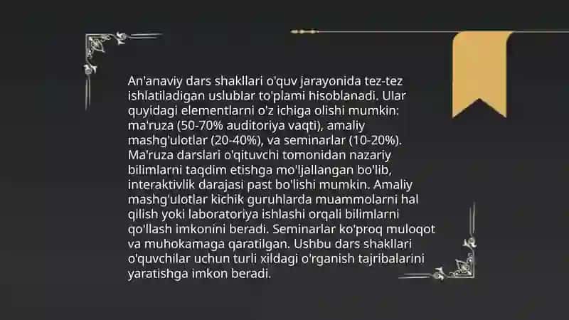An'anaviy va noan'anaviy dars turlari va amaliy ahamiyati 3