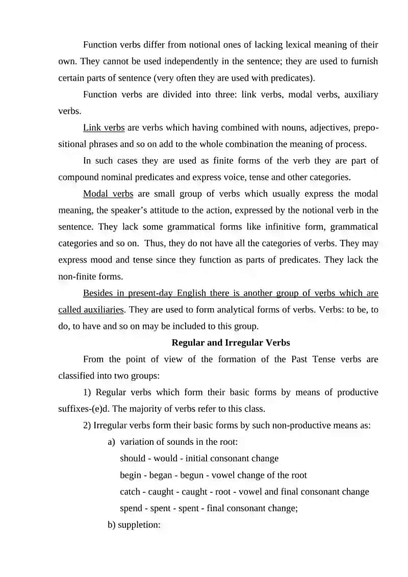 Lecture 10: Verb as a Part of Speech in Modern English 3