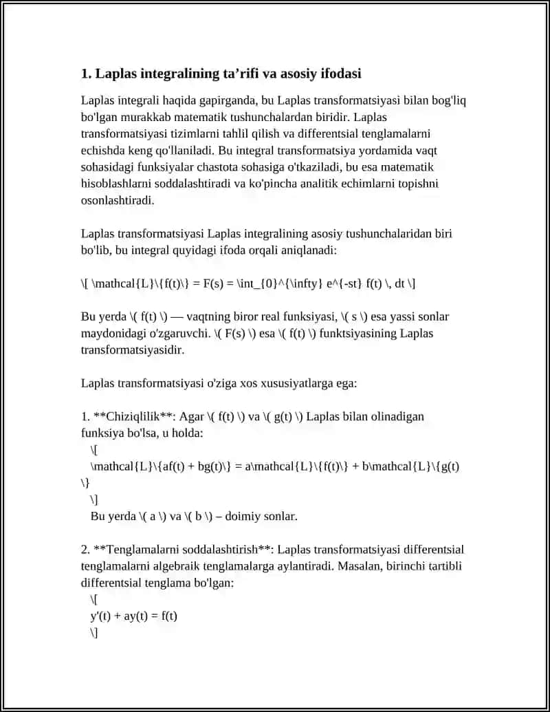 LAPLAS INTEGRALI VA UNI HISOBLASH 3