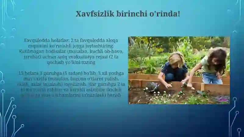 Katta guruh bolalarini tabiatda mehnatlarini tashkil etish 3