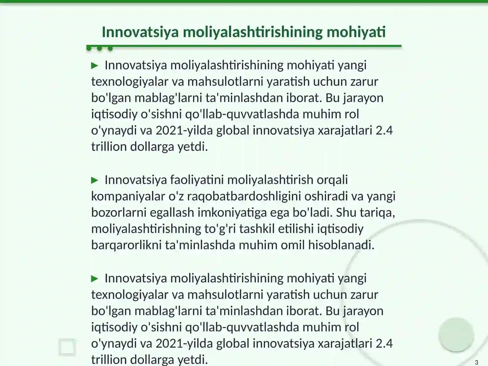 Innovatsiya faoliyatini moliyalashtirish 3