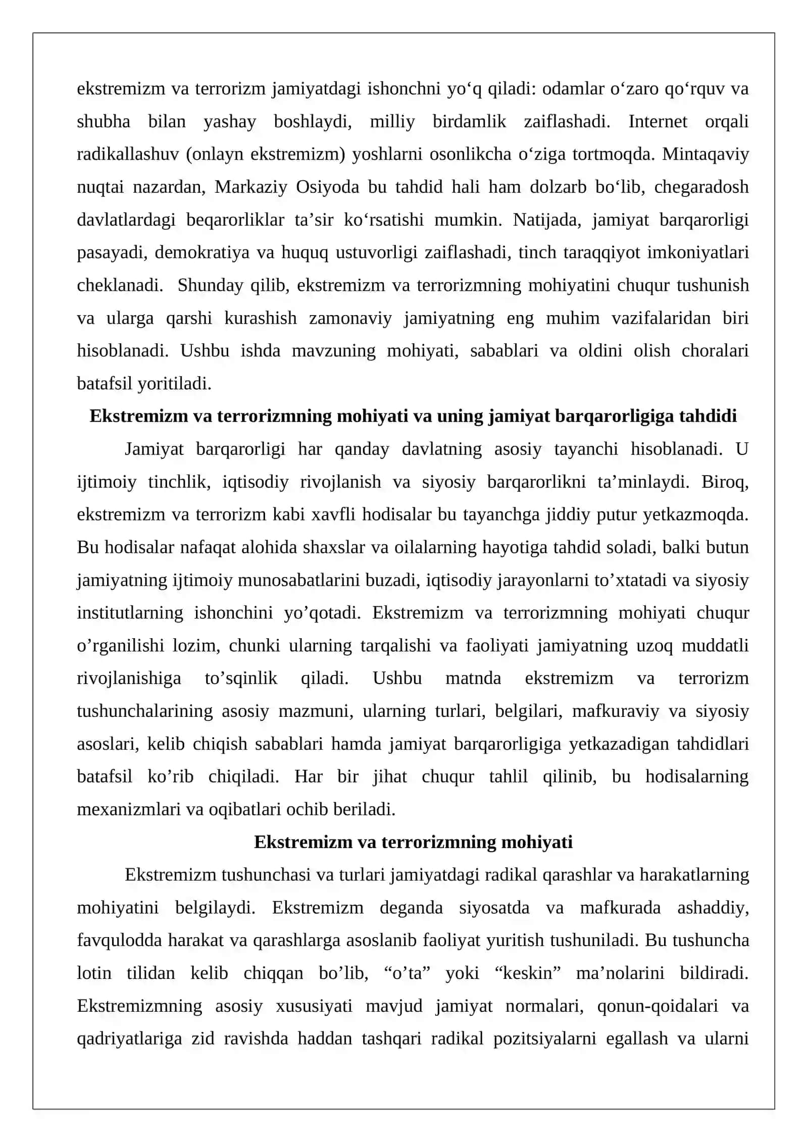 Ekstremizm va terrorizmning mohiyati va uning jamiyat barqarorligiga tahdidi 3