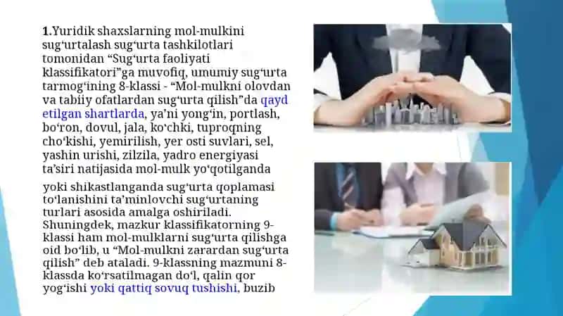 Yuridik va jismoniy shaxslarning mol-mulklarini sug'urtalash 3