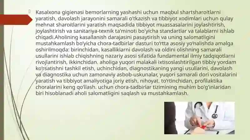 Loyiha materillari bo’yicha davolash-profilaktika muasssalarini baholash 3