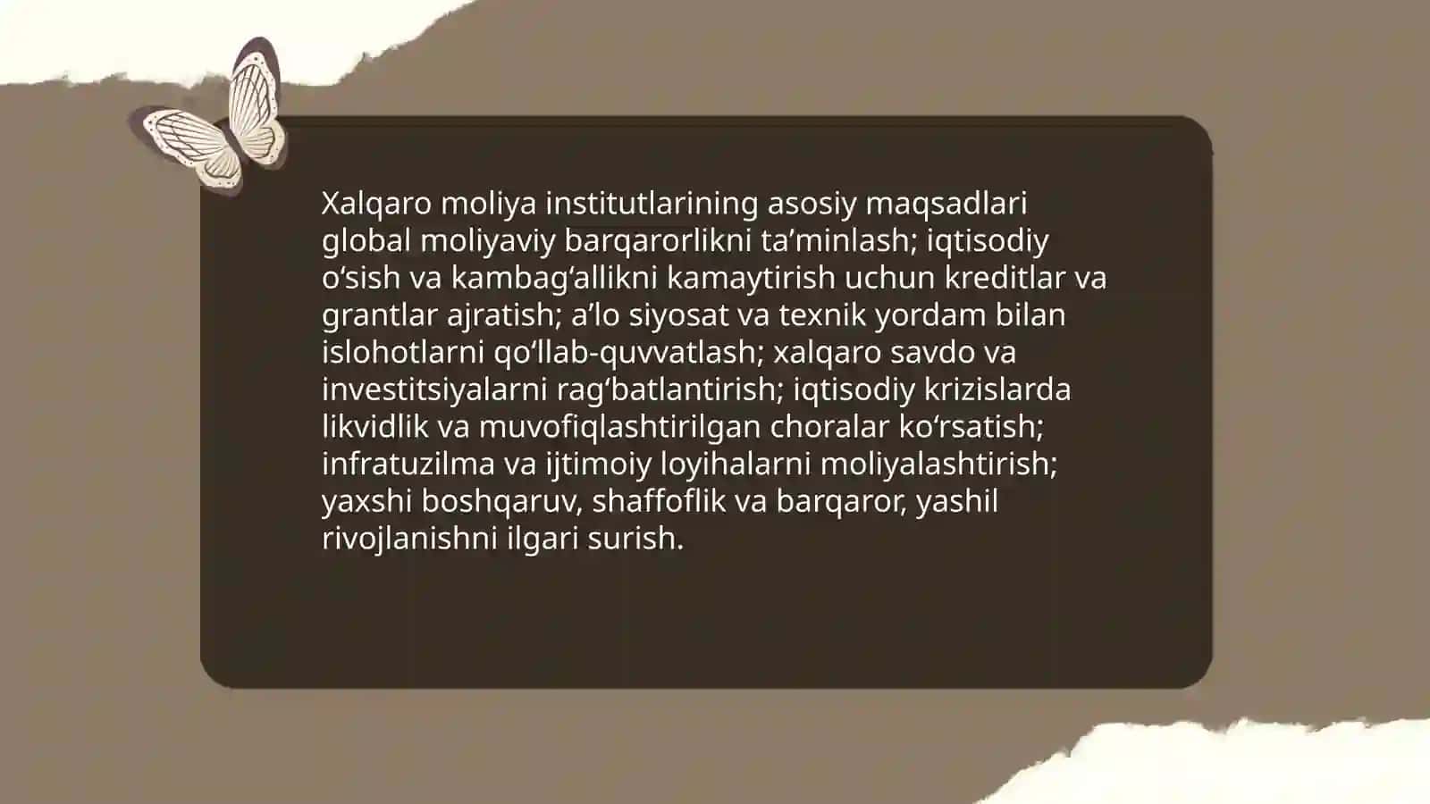 Xalqaro moliya institutlari, ularning maqsadi va vazifalari 3